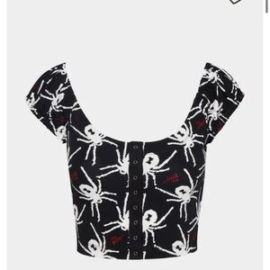Betsey Johnson Spider Snap Front Crop NWT